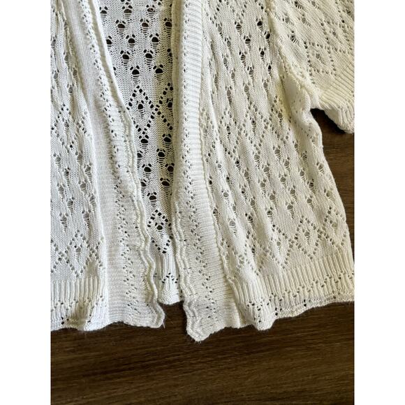 Y2k Jason Maxwell White Knit Cardigan Short sleeve Cropped Size Small Acrylic - Picture 4 of 7